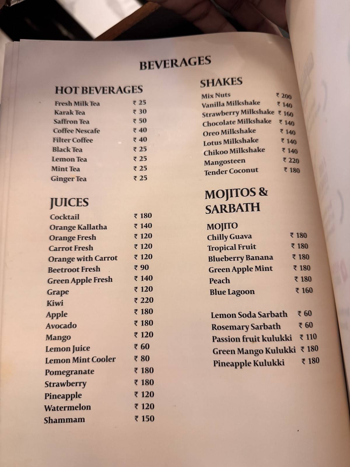 Zaitoon Restaurant & Grill Calicut menu