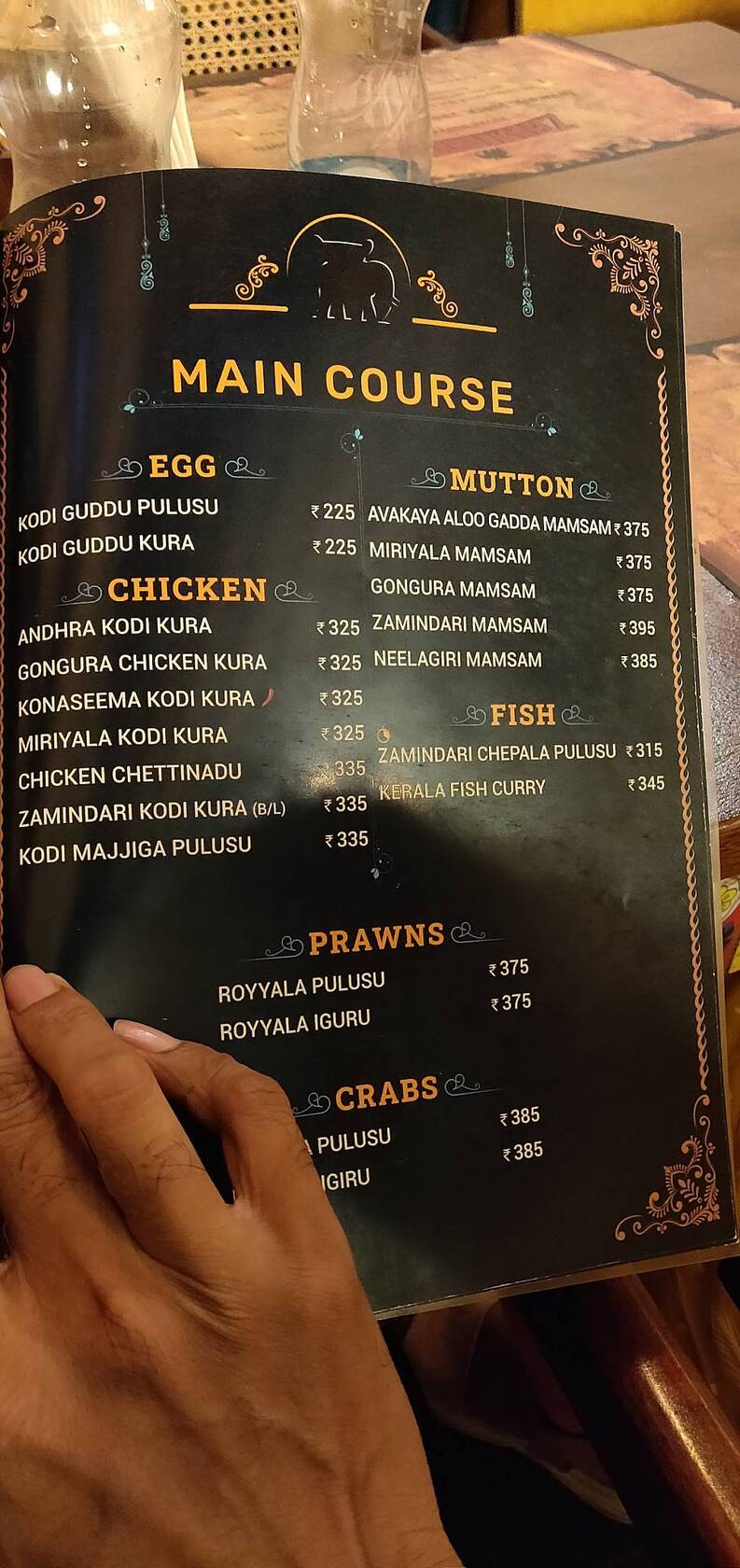 Menu at Zamindari Restaurant, Visakhapatnam