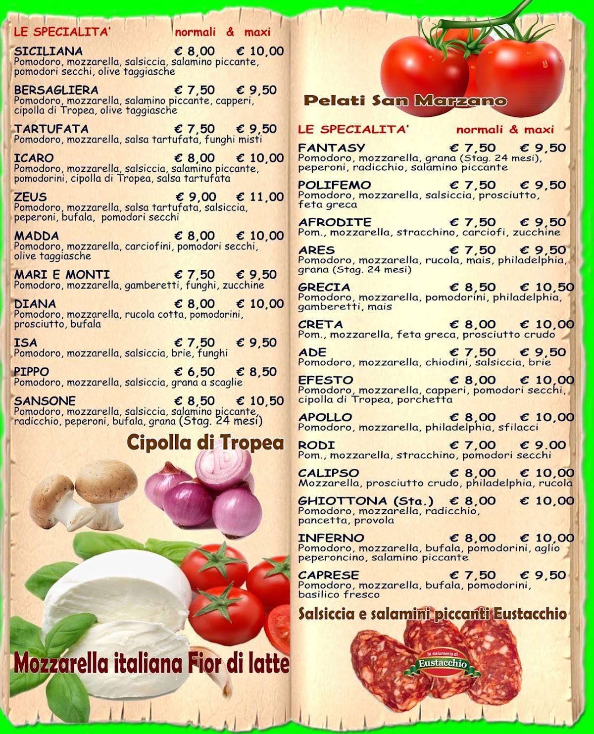 Menu di Zeus Pizza 