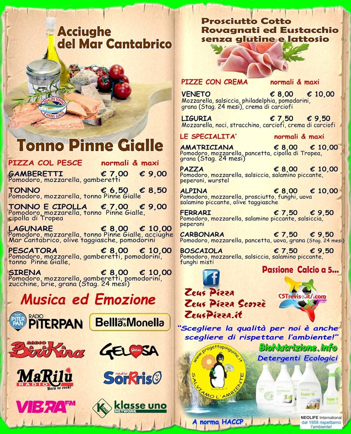 Menu di Zeus Pizza 