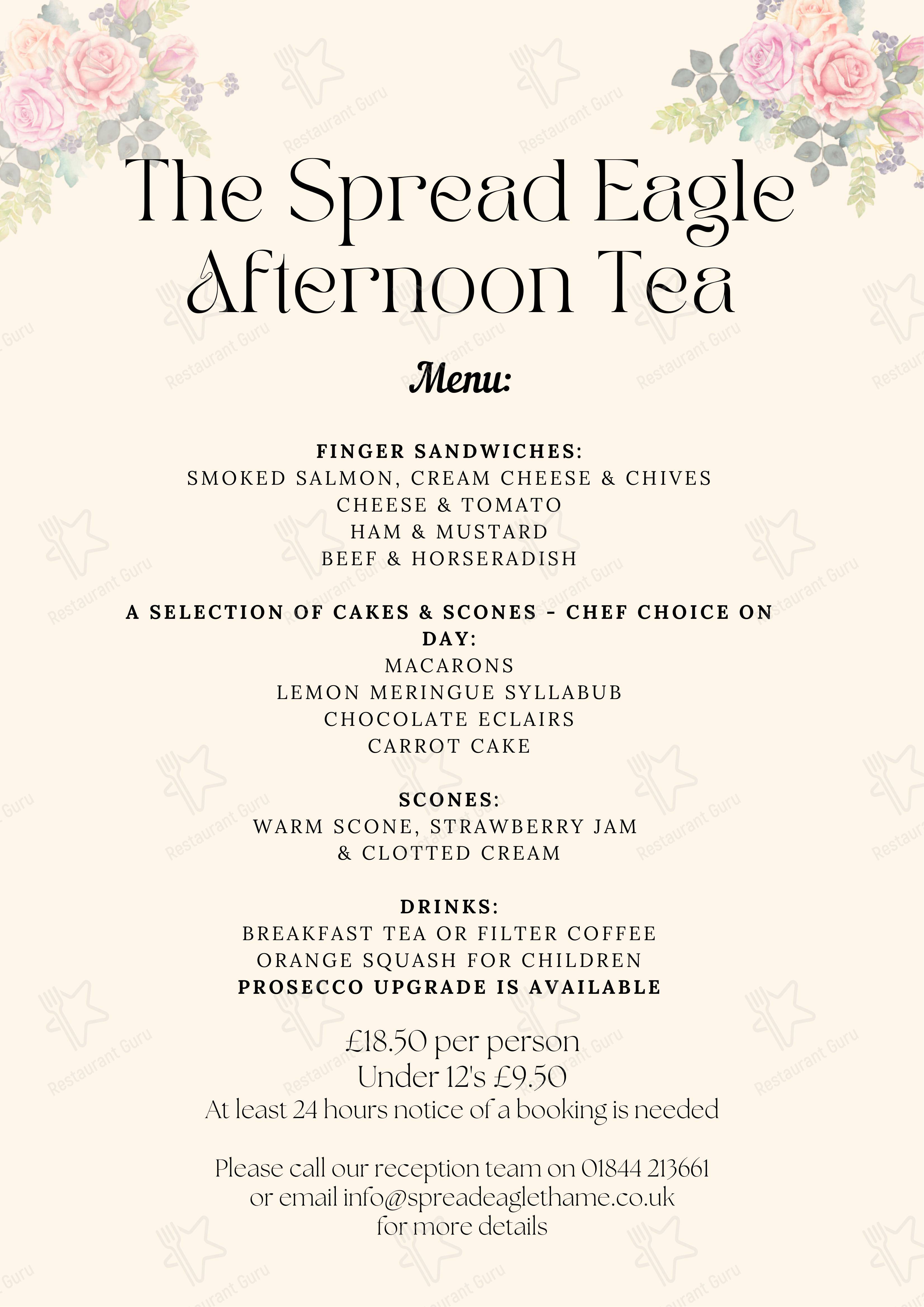 Menu at Spread Eagle Hotel pub & bar, Thame