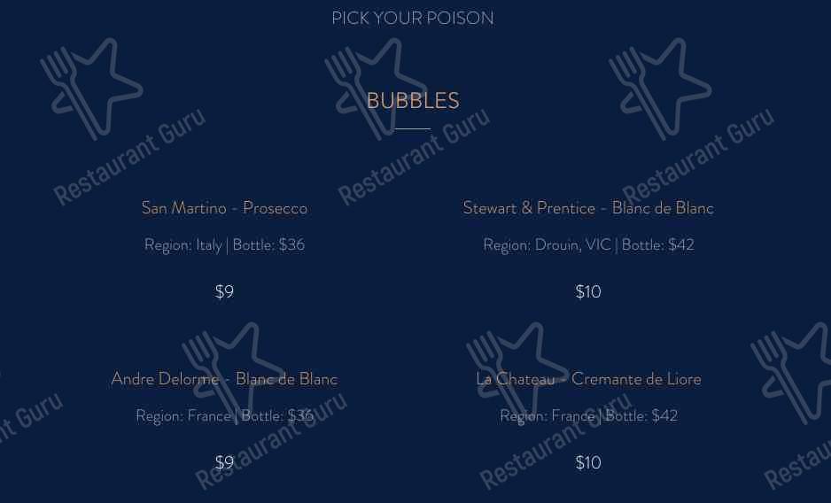 Menu at Percy Flint pub & bar, South Fremantle