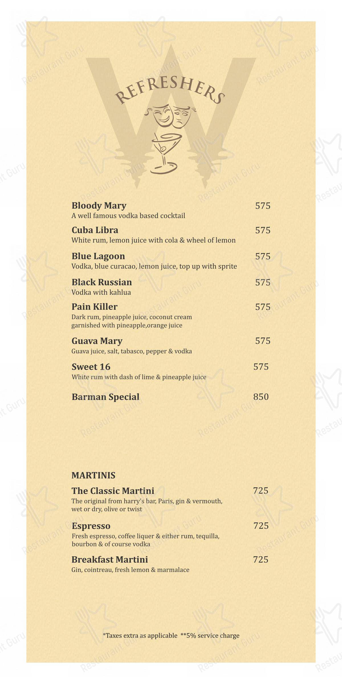 Menu for Waterside in Kanpur