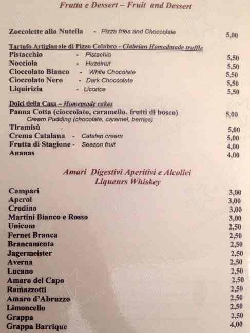 Menu di Rosso Tiziano 