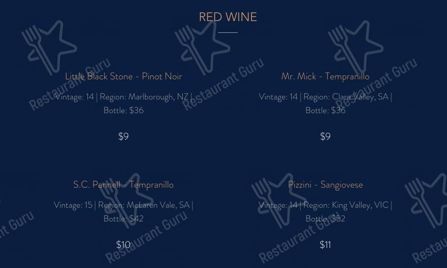 Menu at Percy Flint pub & bar, South Fremantle