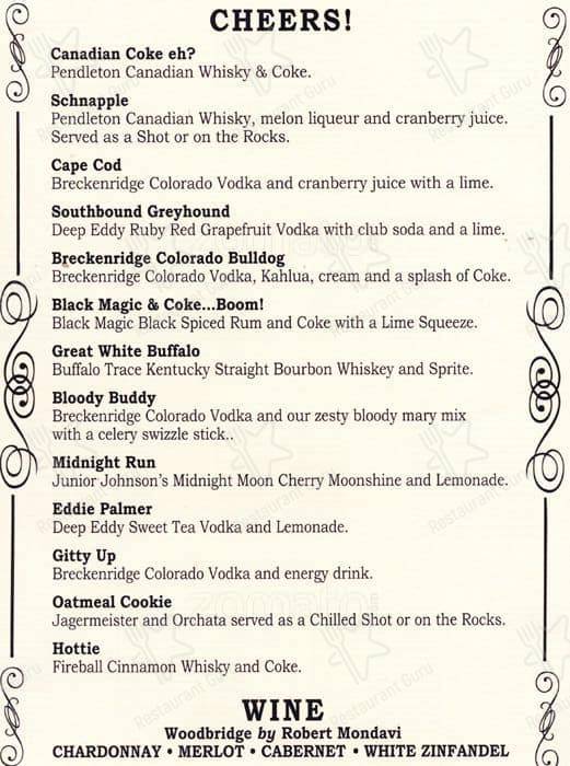 Denver Stockyard Saloon - The Yard Bar menu