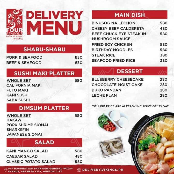 Menu at Four Seasons Buffet & Hotpot, Center Cubao restaurant