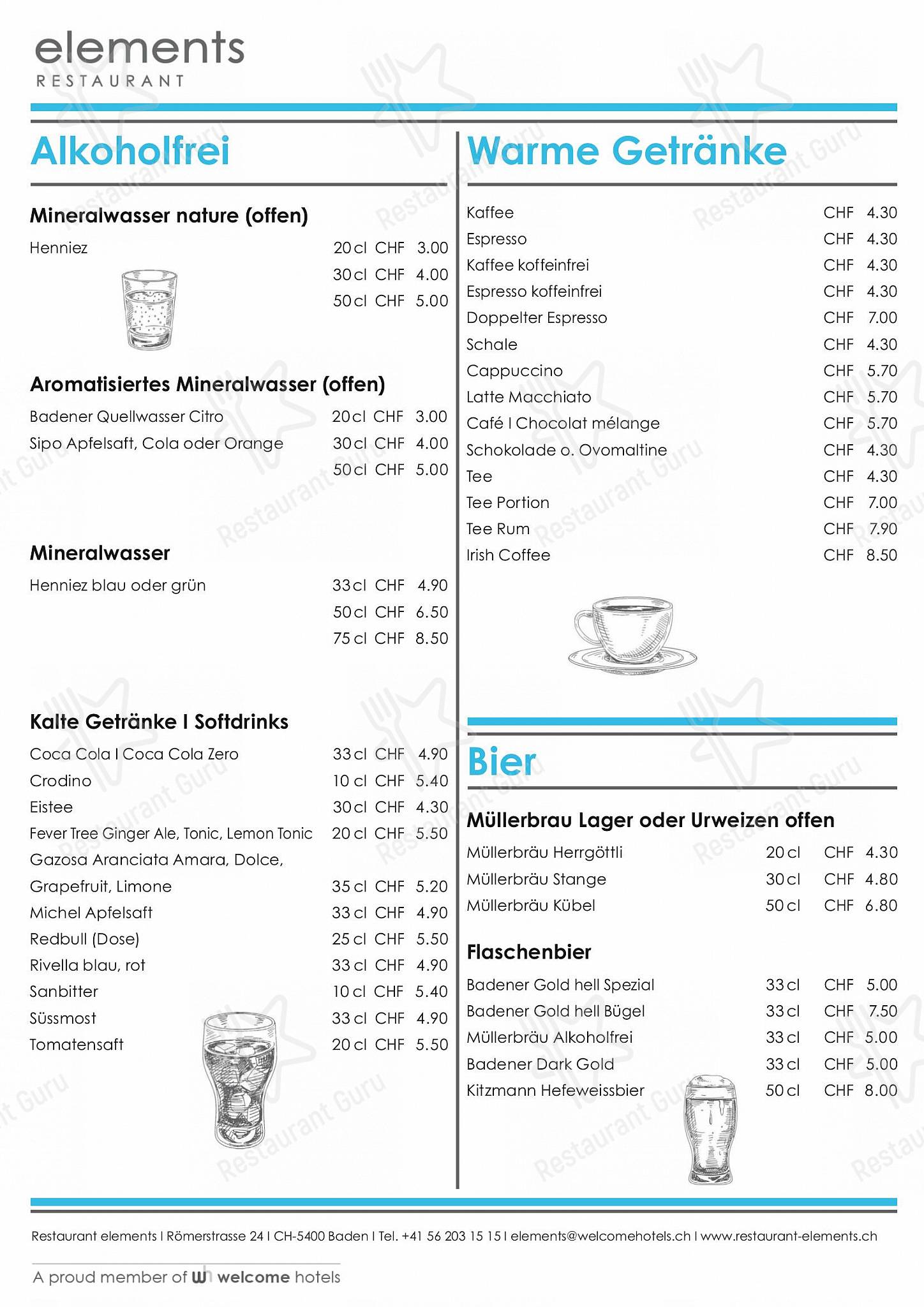 Restaurant elements in Baden - OUR MENU