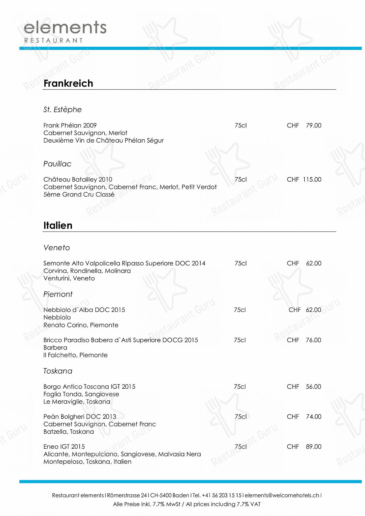 OUR MENU per Restaurant elements in Baden