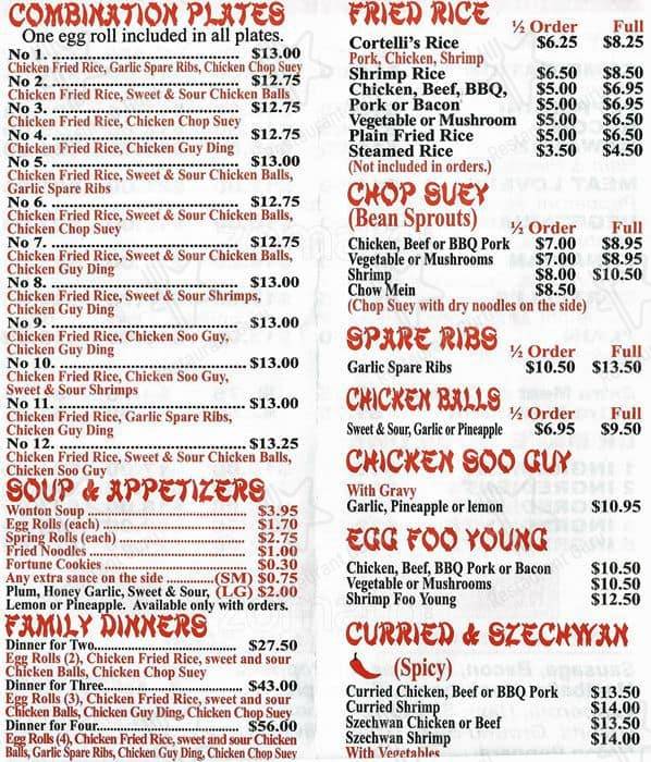 Mills Kitchen (dine in/delivery/take out) menu