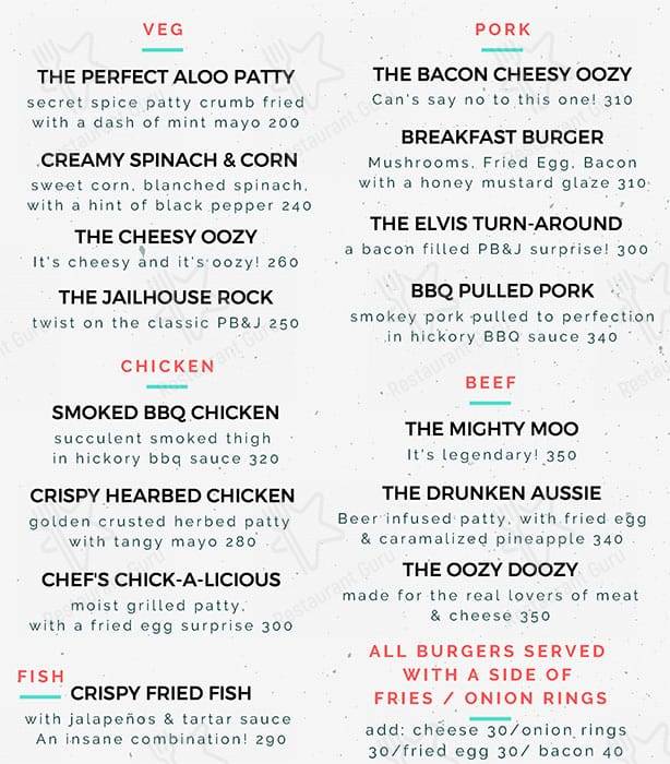 Kickass Burgers menu