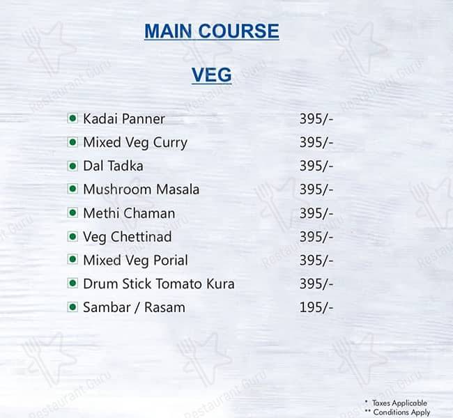 Oriental Pavilion menu