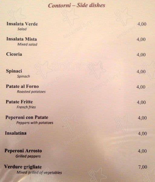 Menu di Rosso Tiziano 