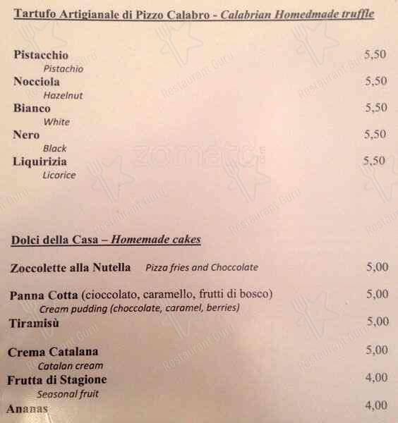 Menu di Rosso Tiziano 