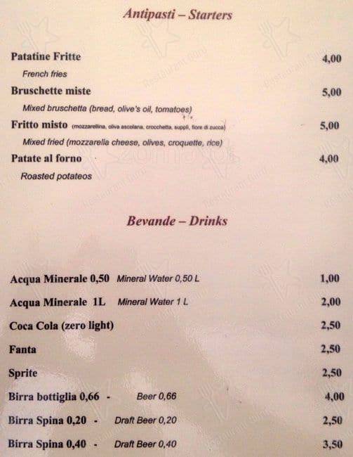 Menu di Rosso Tiziano 
