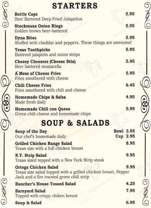 Denver Stockyard Saloon - The Yard Bar menu