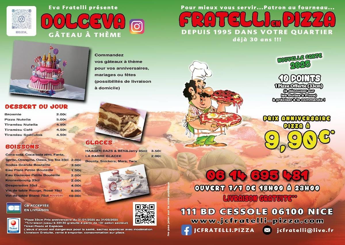 Menu de fratelli pizza