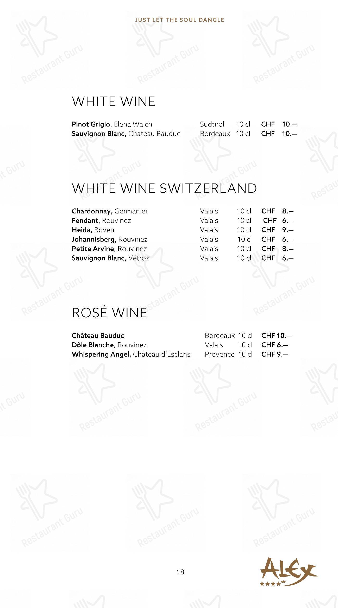 Menu di Alex Lounge Bar & Fumoir - Menu