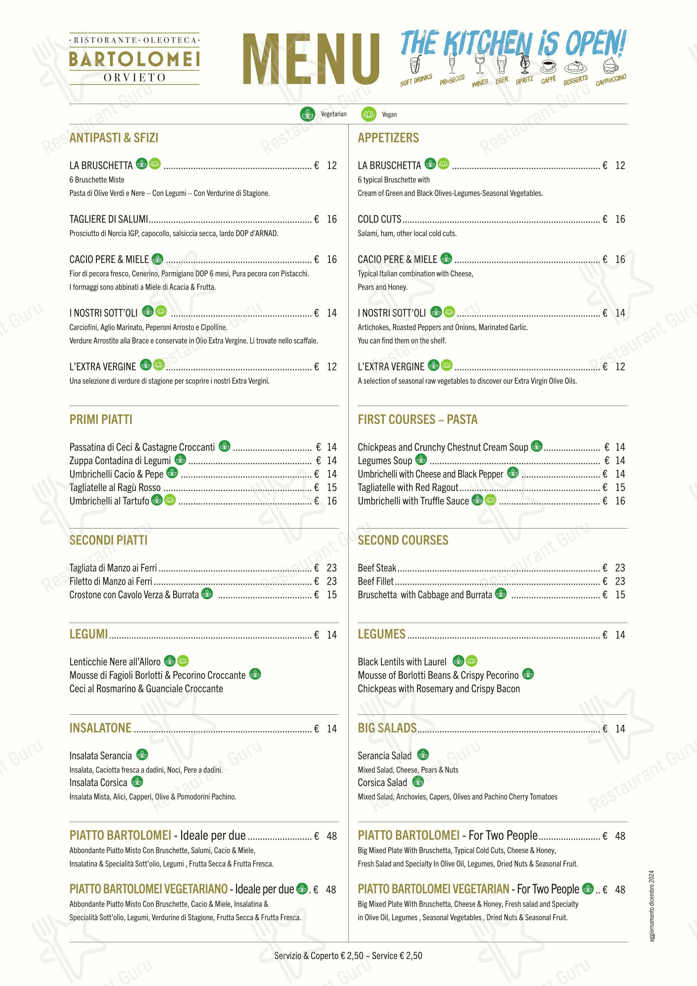 Menu per BARTOLOMEI Ristorante & Oleoteca ristorante