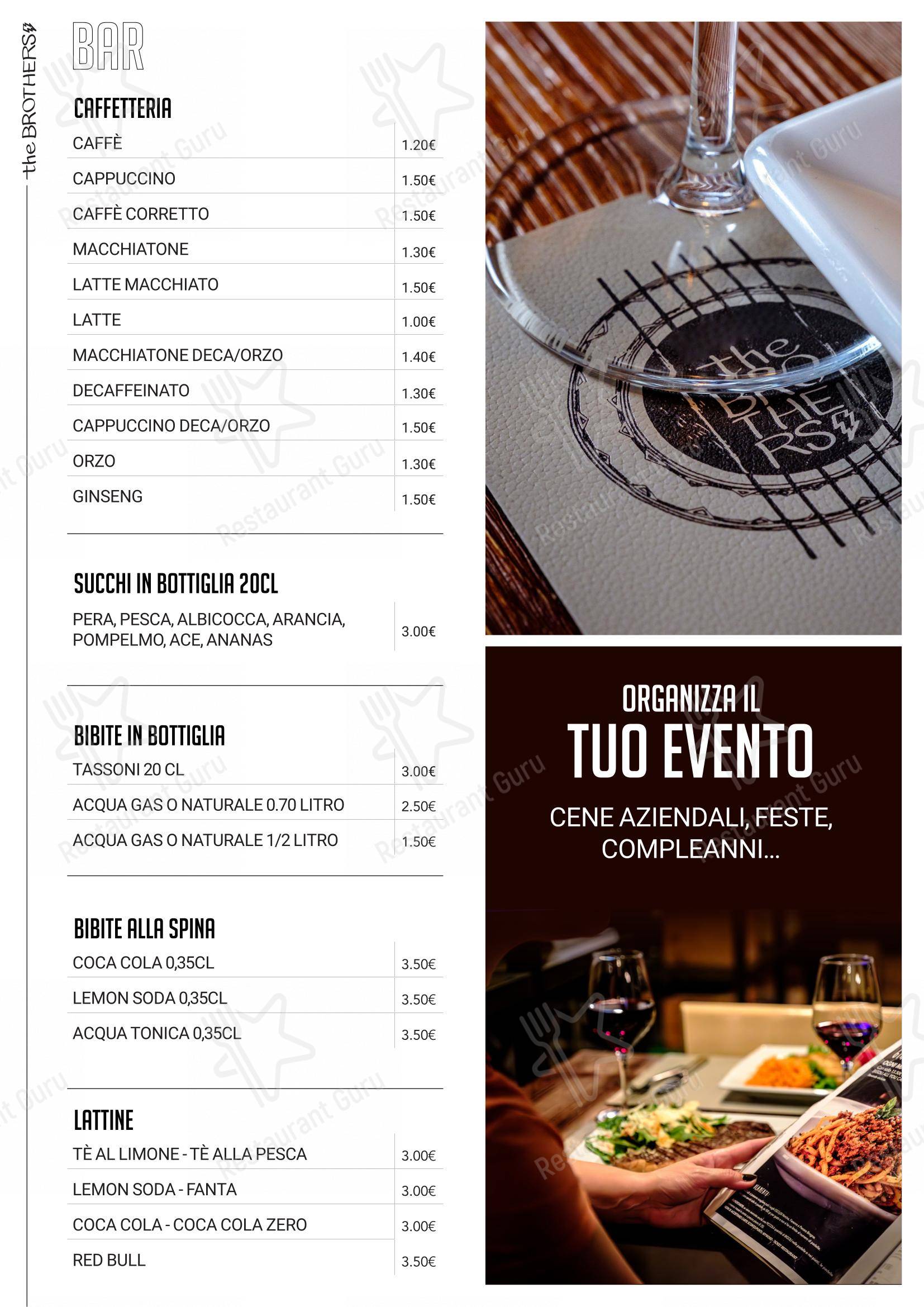 Menu bar per Bar the Brothers pub & bar