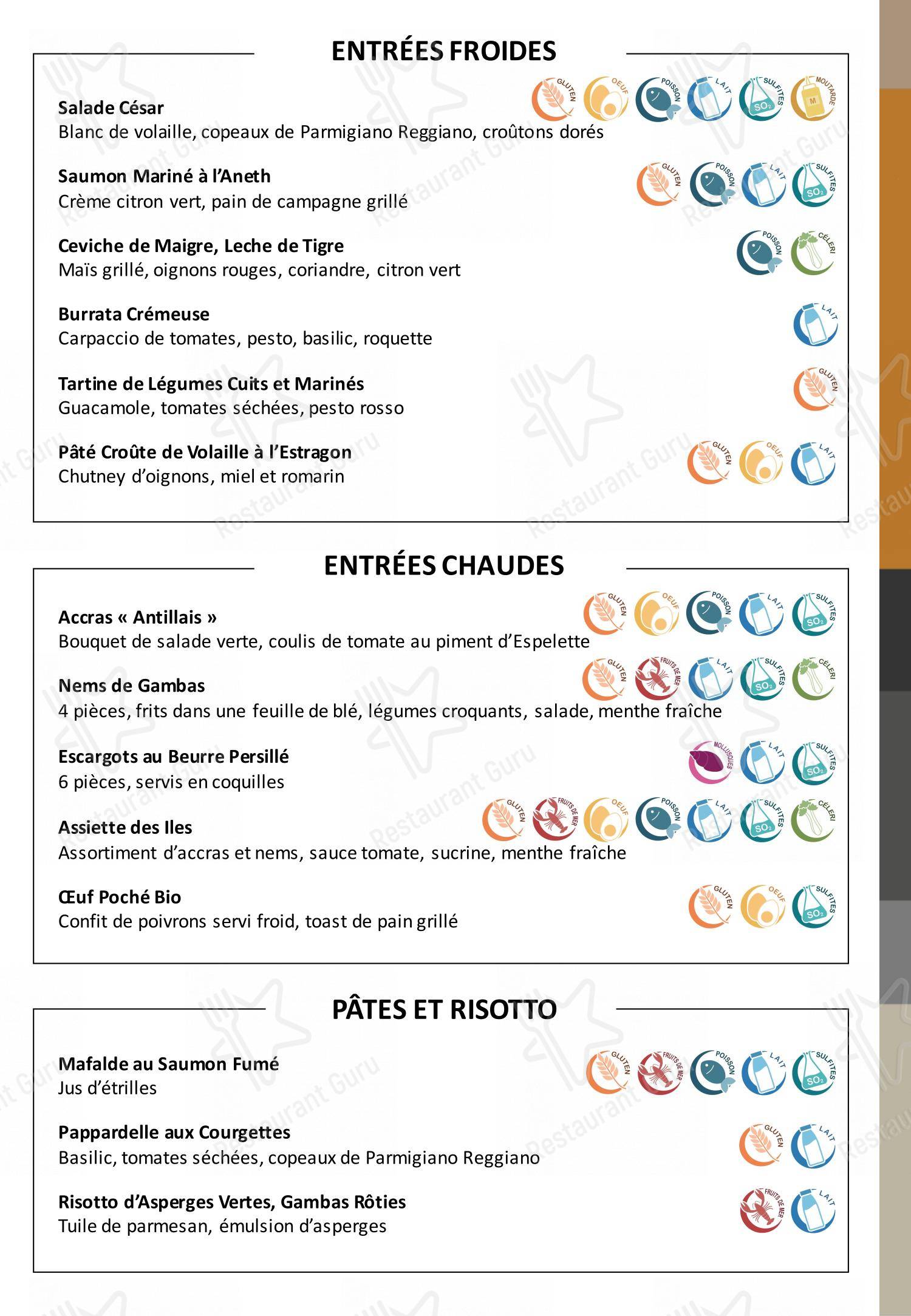Menu pour Brasserie L'Ouest - Bocuse - Menu bar