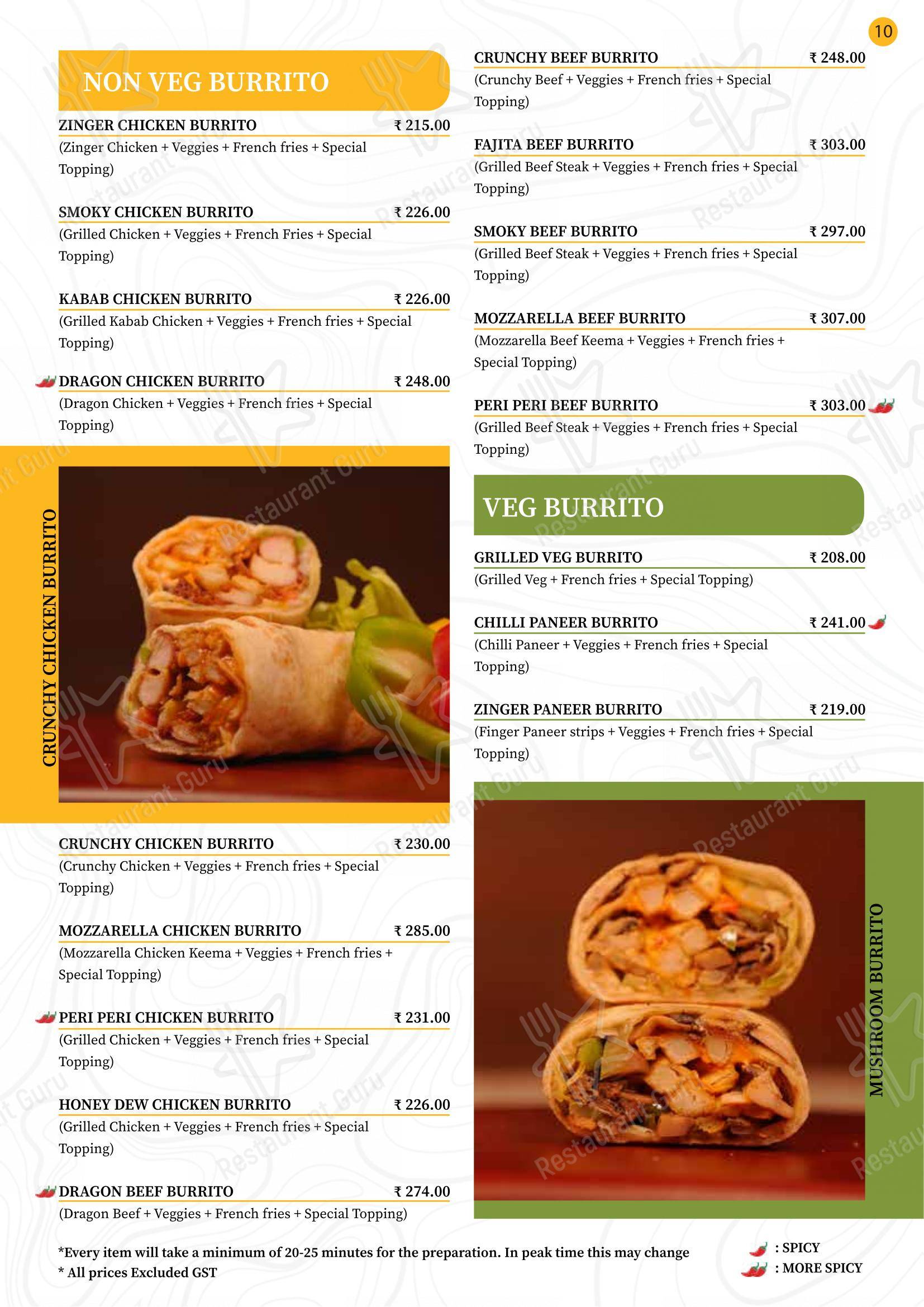 Menu bar for the Burger Tree restaurant