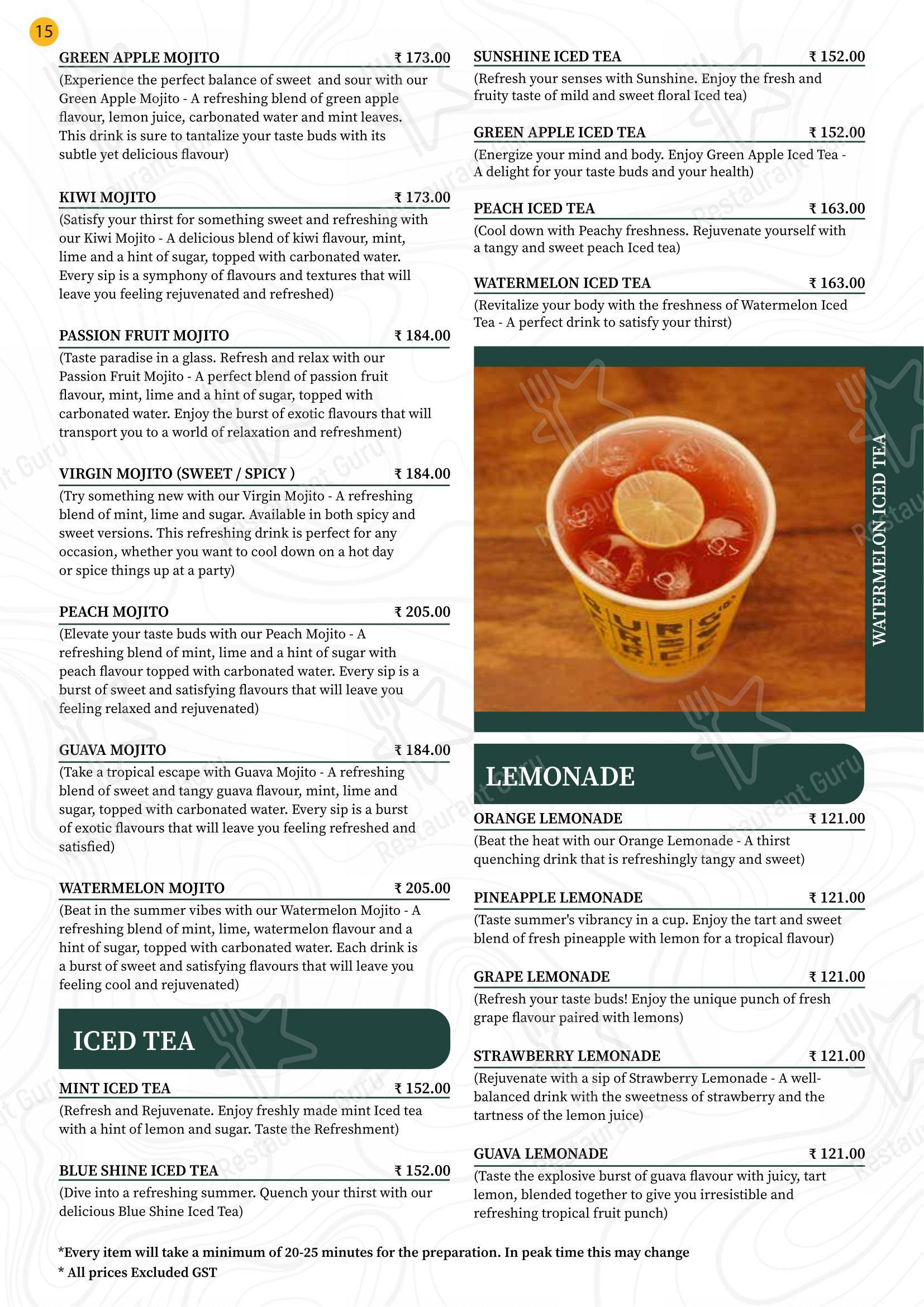 Menu bar for the Burger Tree restaurant