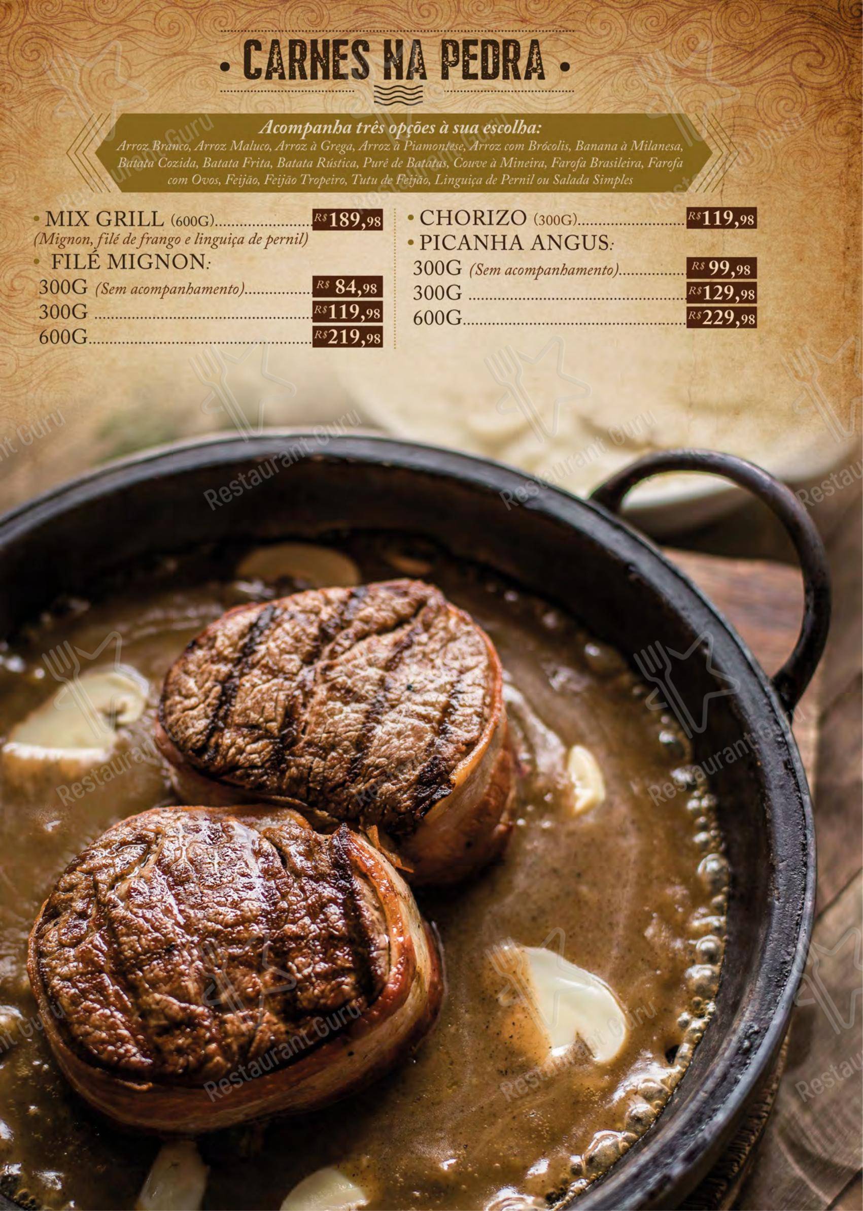 Centro Gastronômico Recanto em Teresópolis - Menu