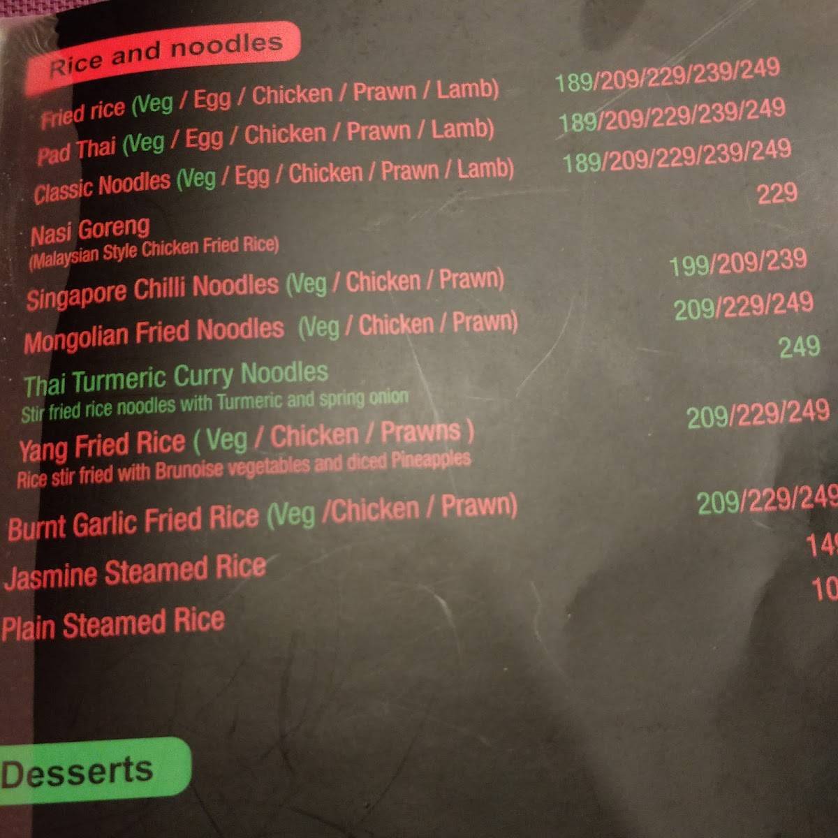 Tago Restaurant menu