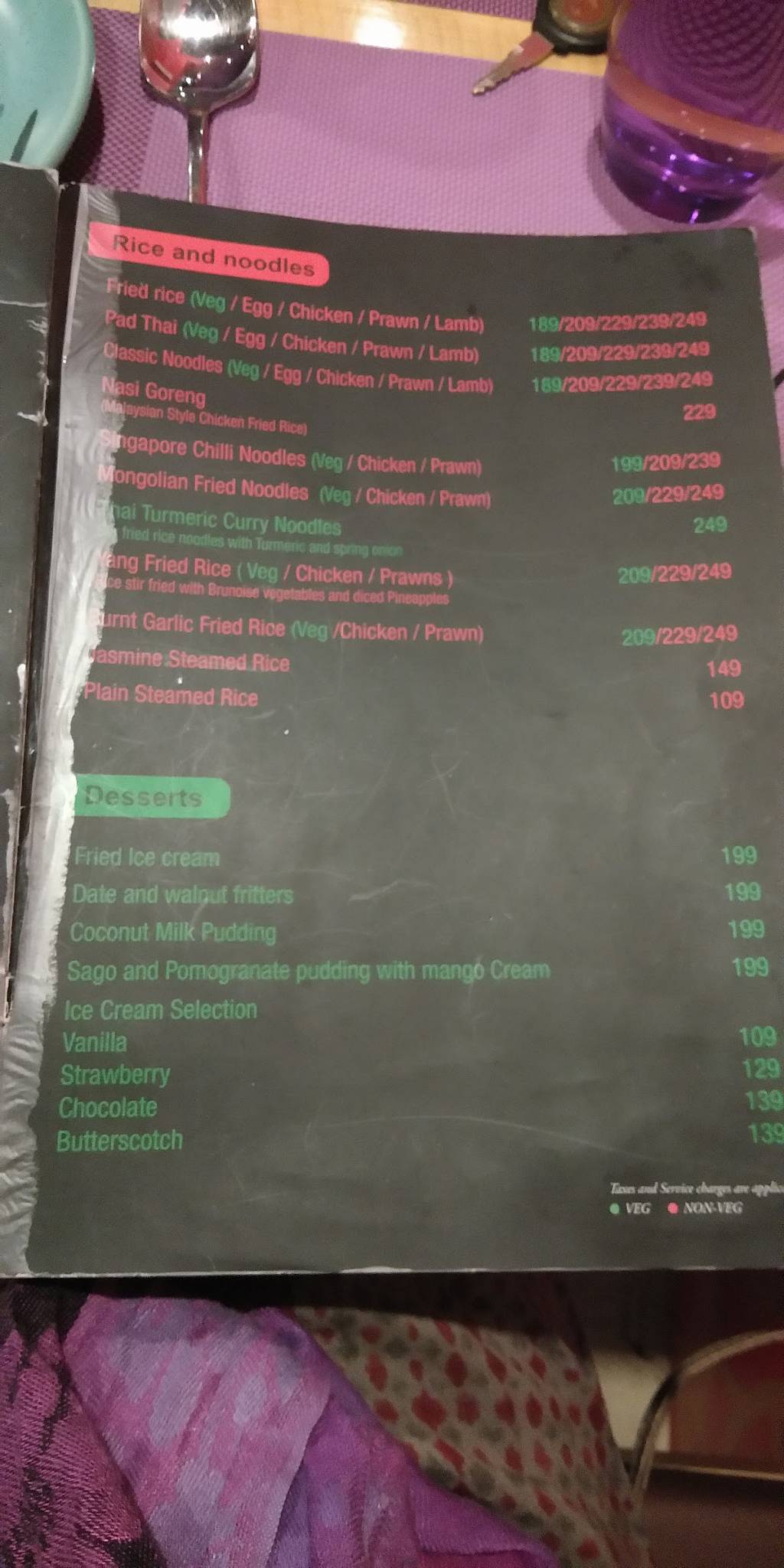 Tago Restaurant menu