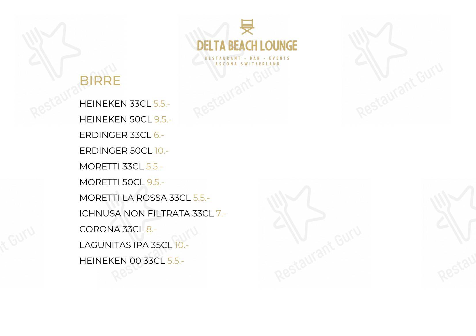 Основное меню per Delta Beach Lounge in Ascona