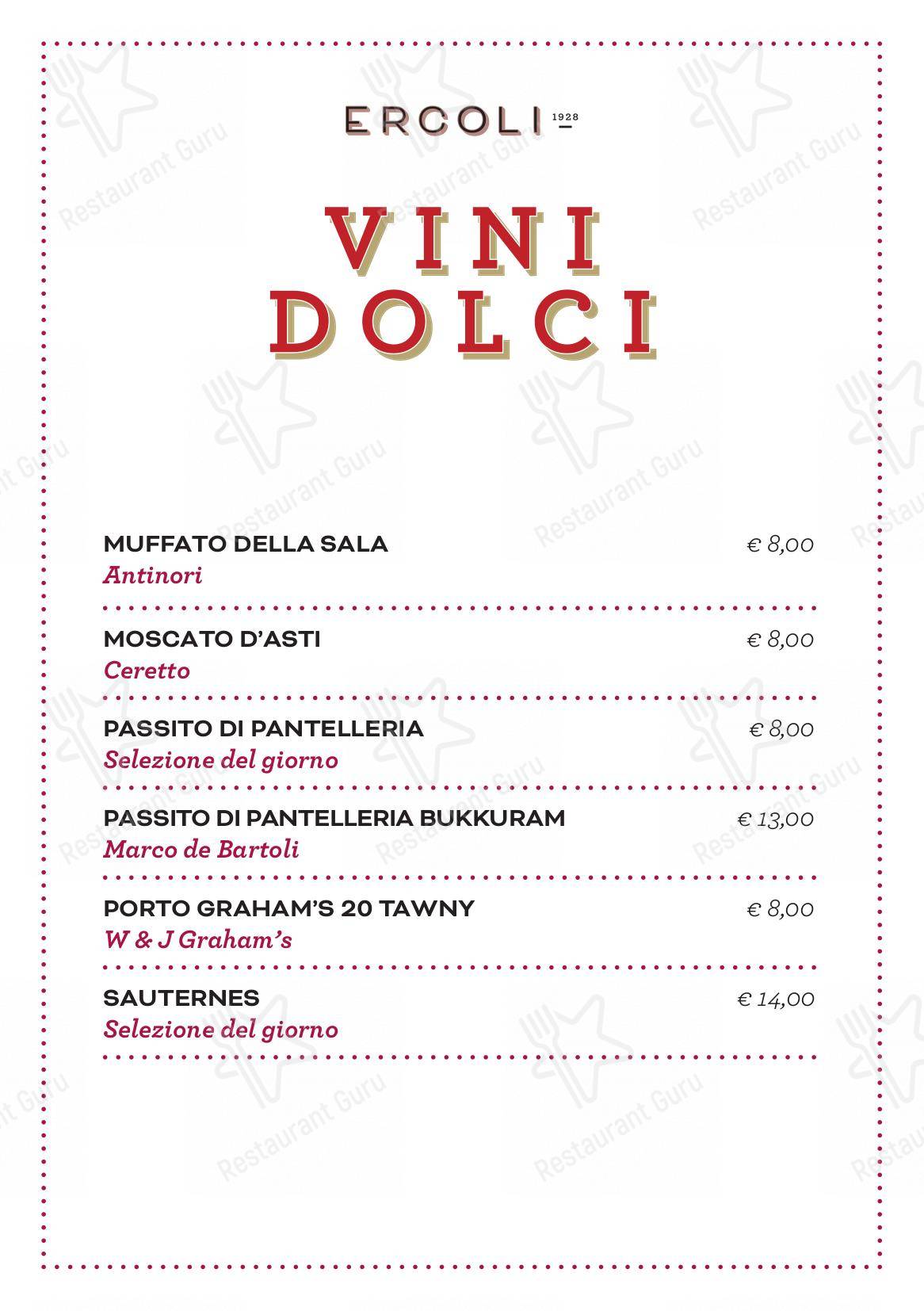 Крафт меню per Ercoli 1928 Prati ristorante