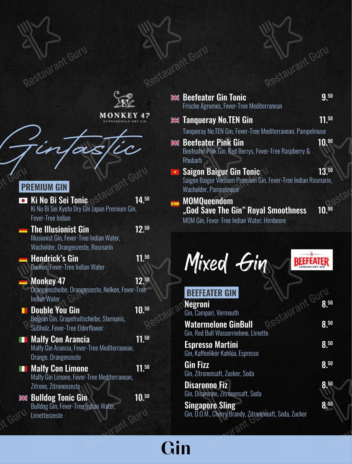 Menu pour Esscobar by Tom pub et bar