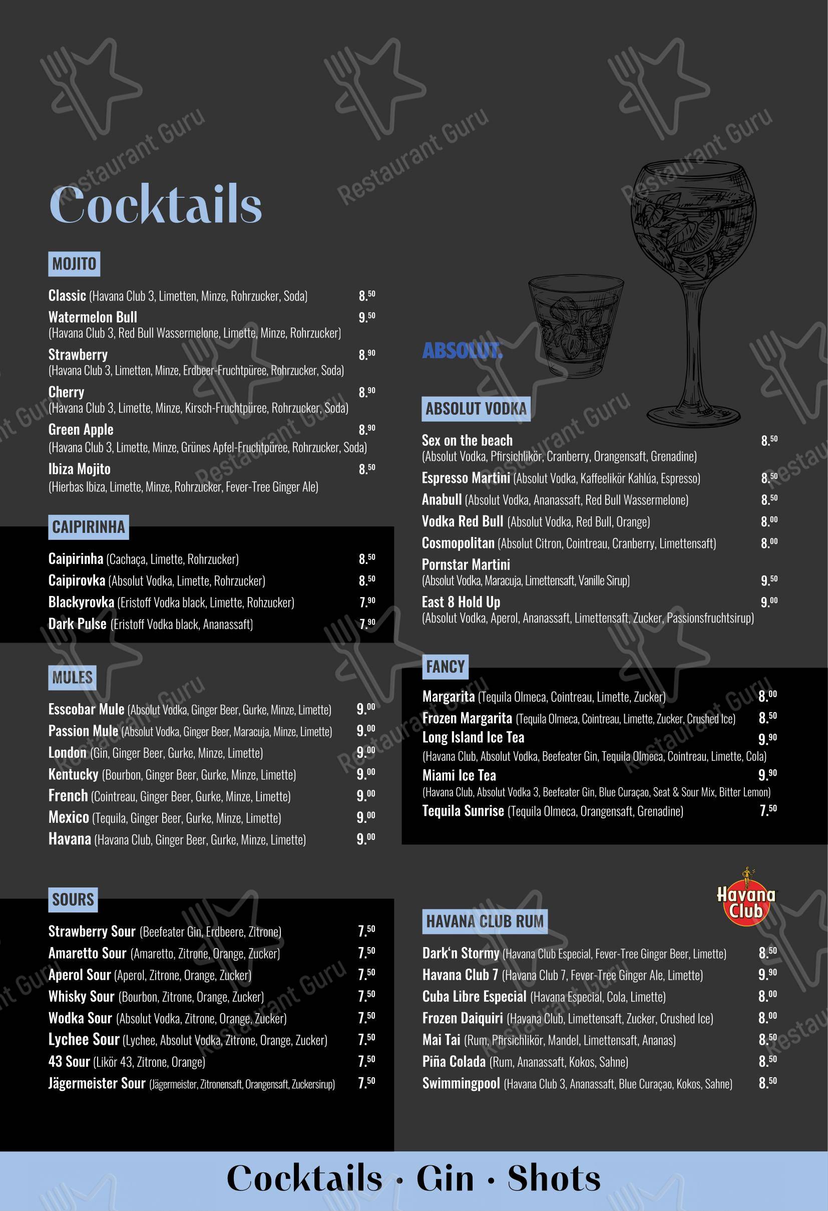 菜单 pour Esscobar by Tom pub et bar