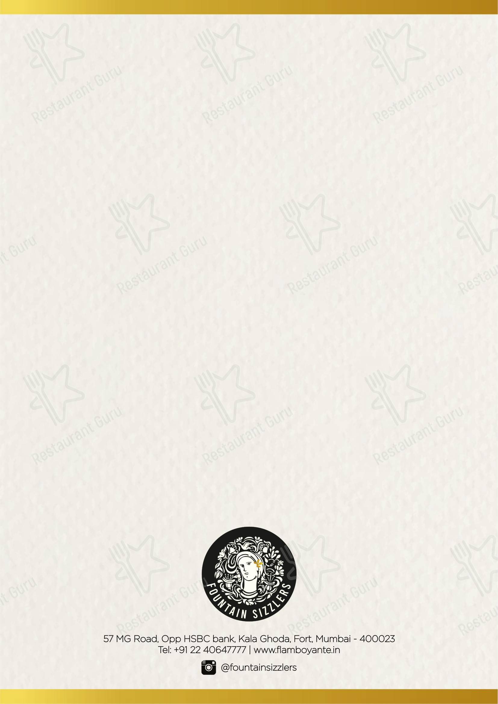 Fountain Sizzlers in Mumbai - Menu