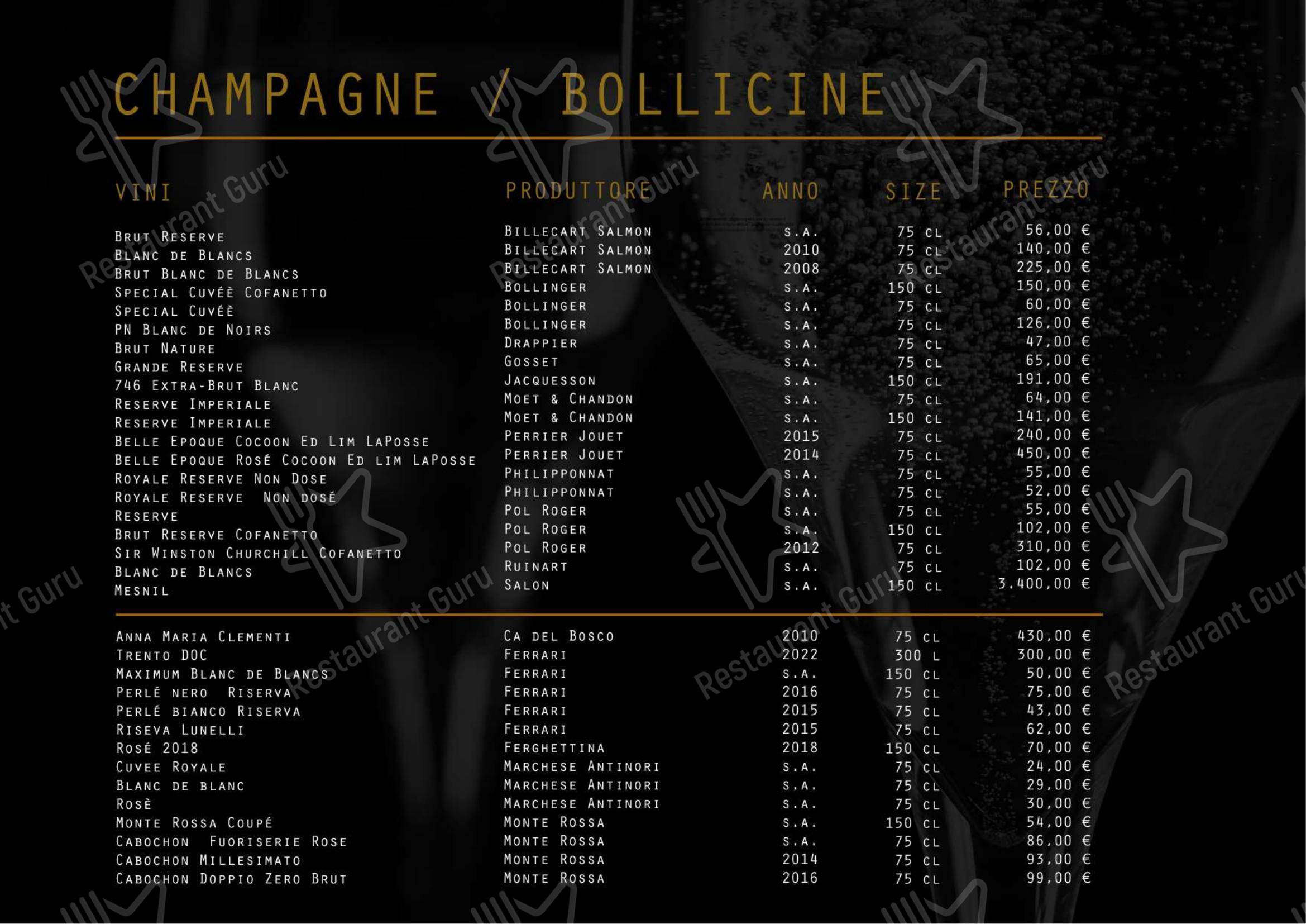 Menu bar per Ristorante Enoteca Frigerio in Lecco