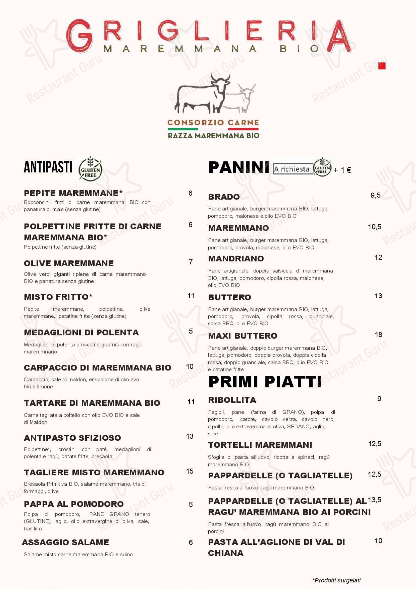 Menu di Griglieria Maremmana BIO - Menu