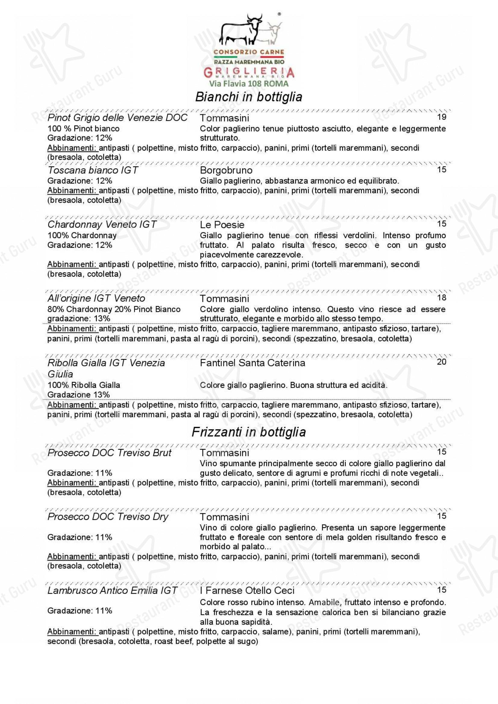 Menu di Griglieria Maremmana BIO - Menu bar