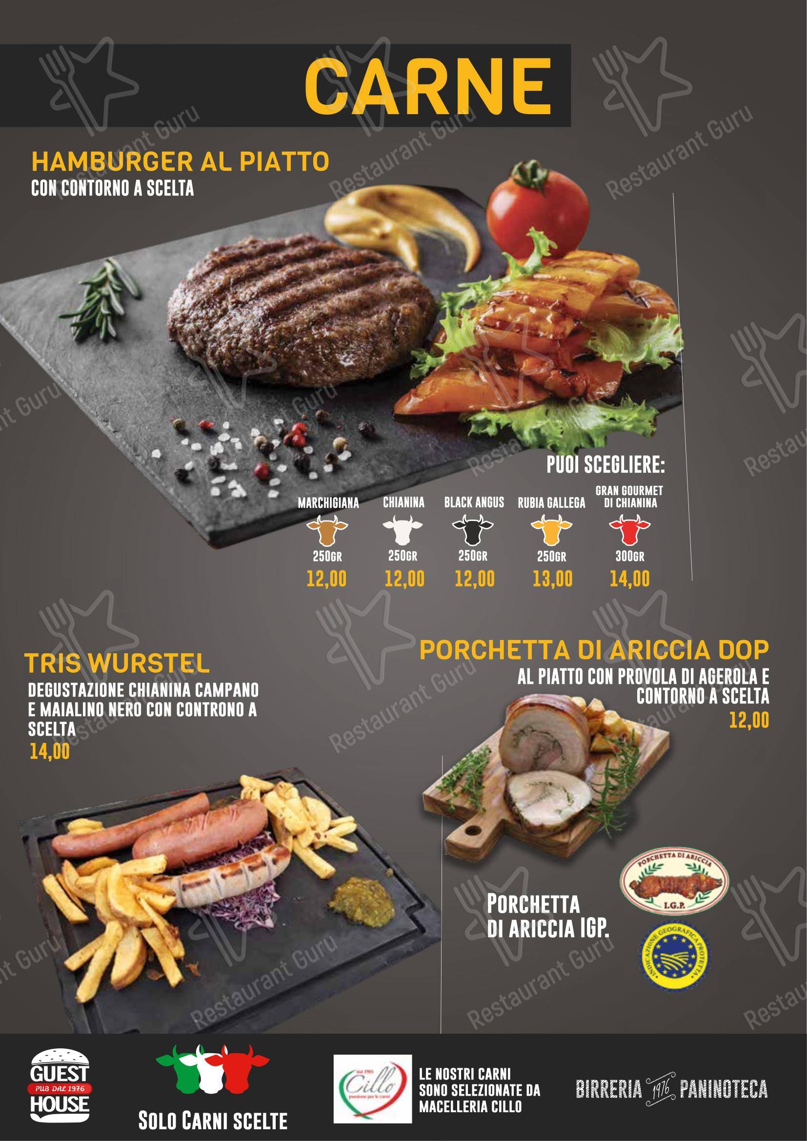 Guest House Pub dans Naples - Menu