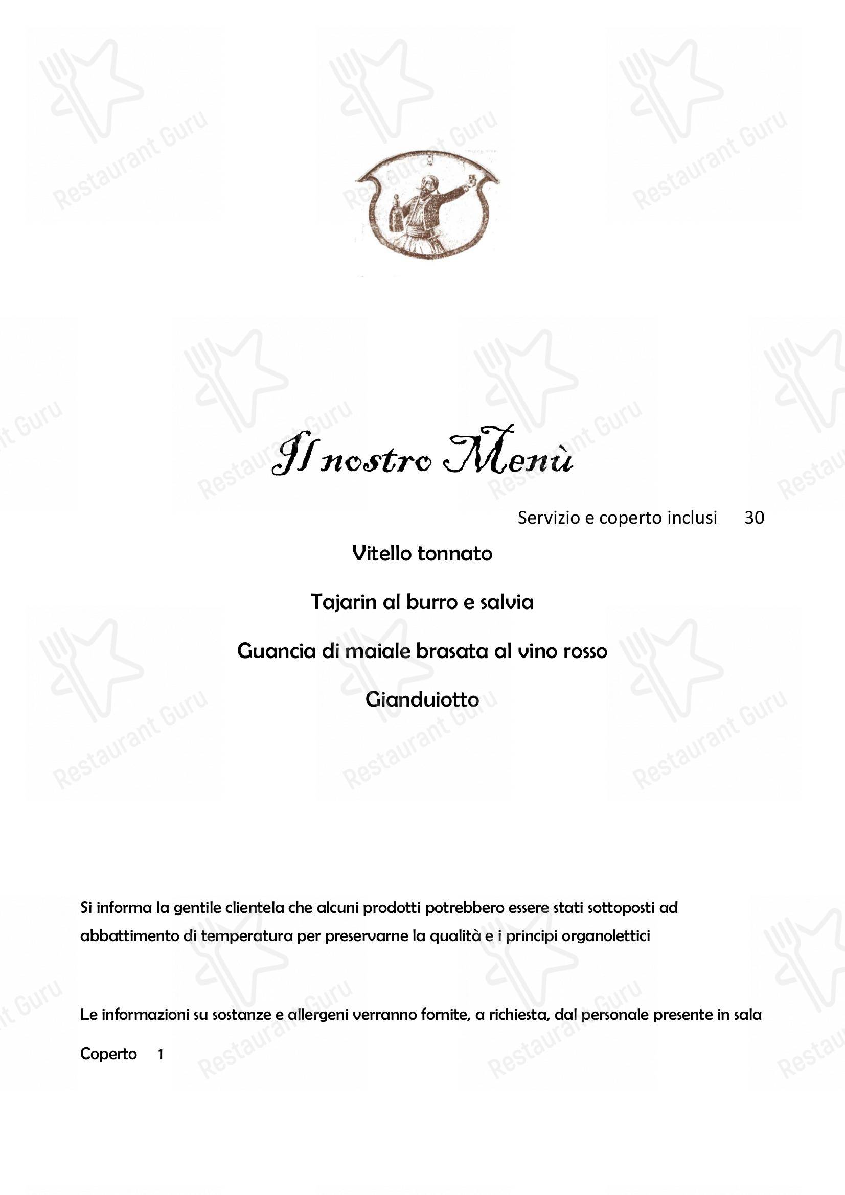 Menu di Il Nuovo Zuavo - Menu Food