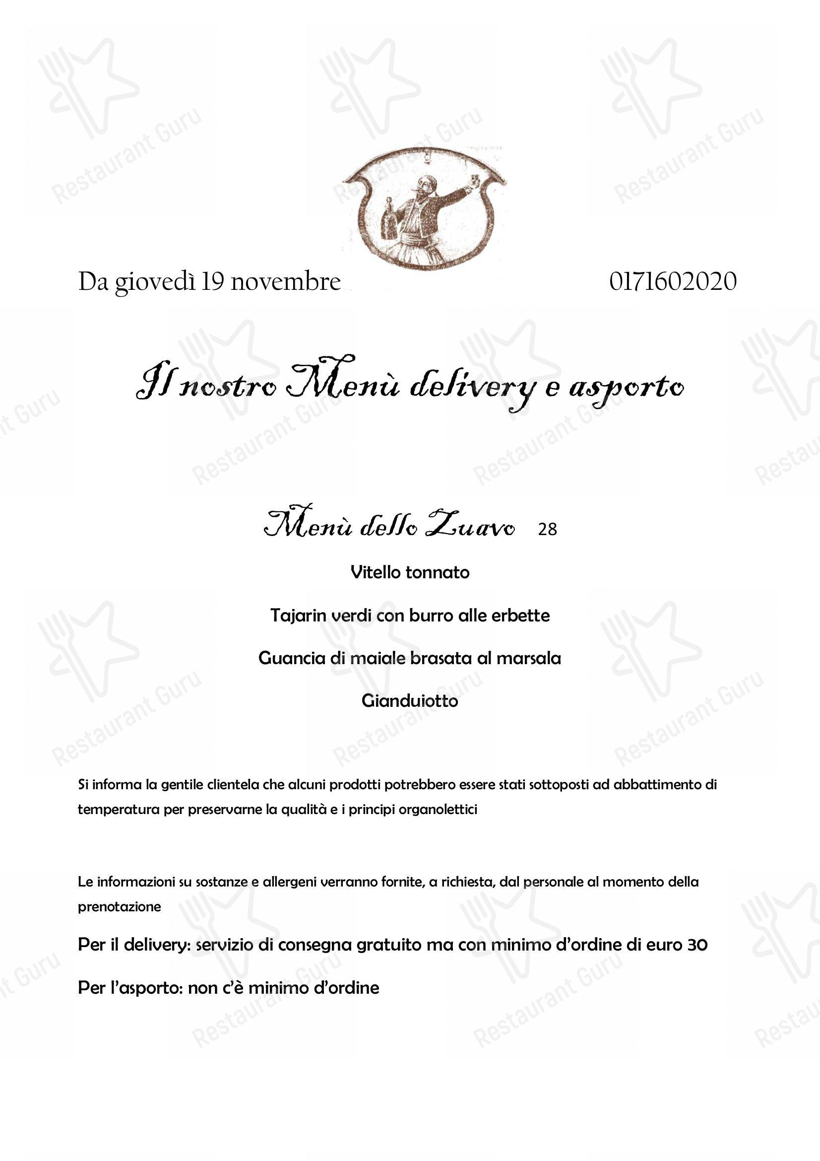 Il Nuovo Zuavo in Cuneo - HOLIDAY MENU