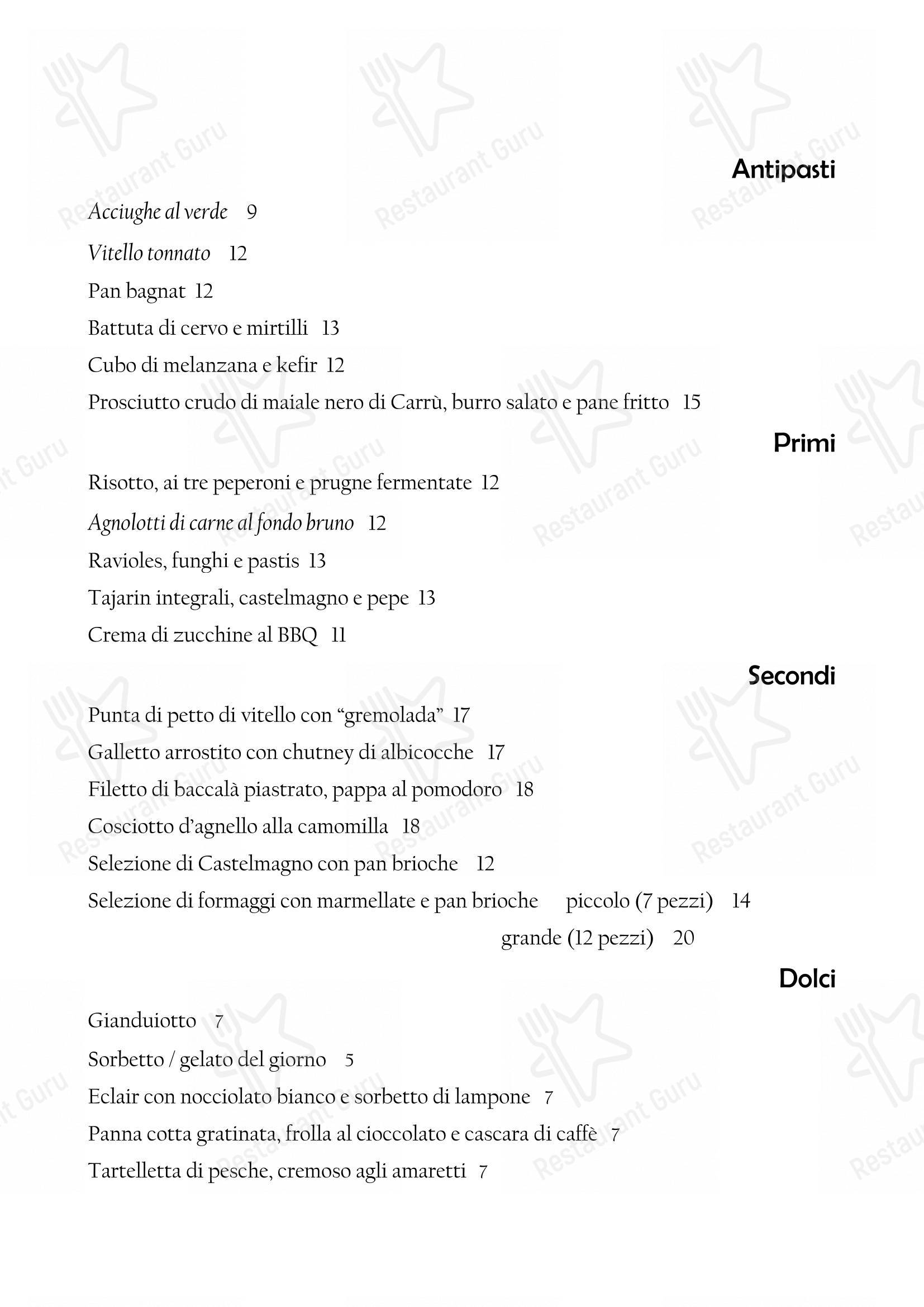 Menu di Il Nuovo Zuavo - Menu