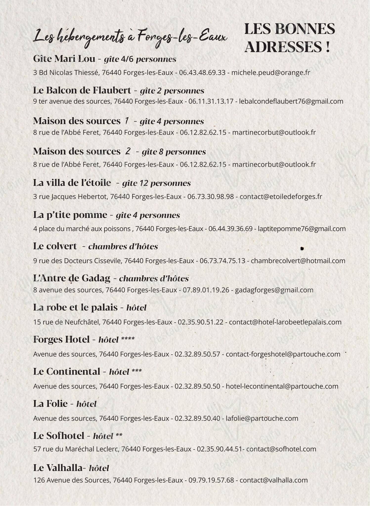 L'Audace dans Le Thil-Riberpré - Menu