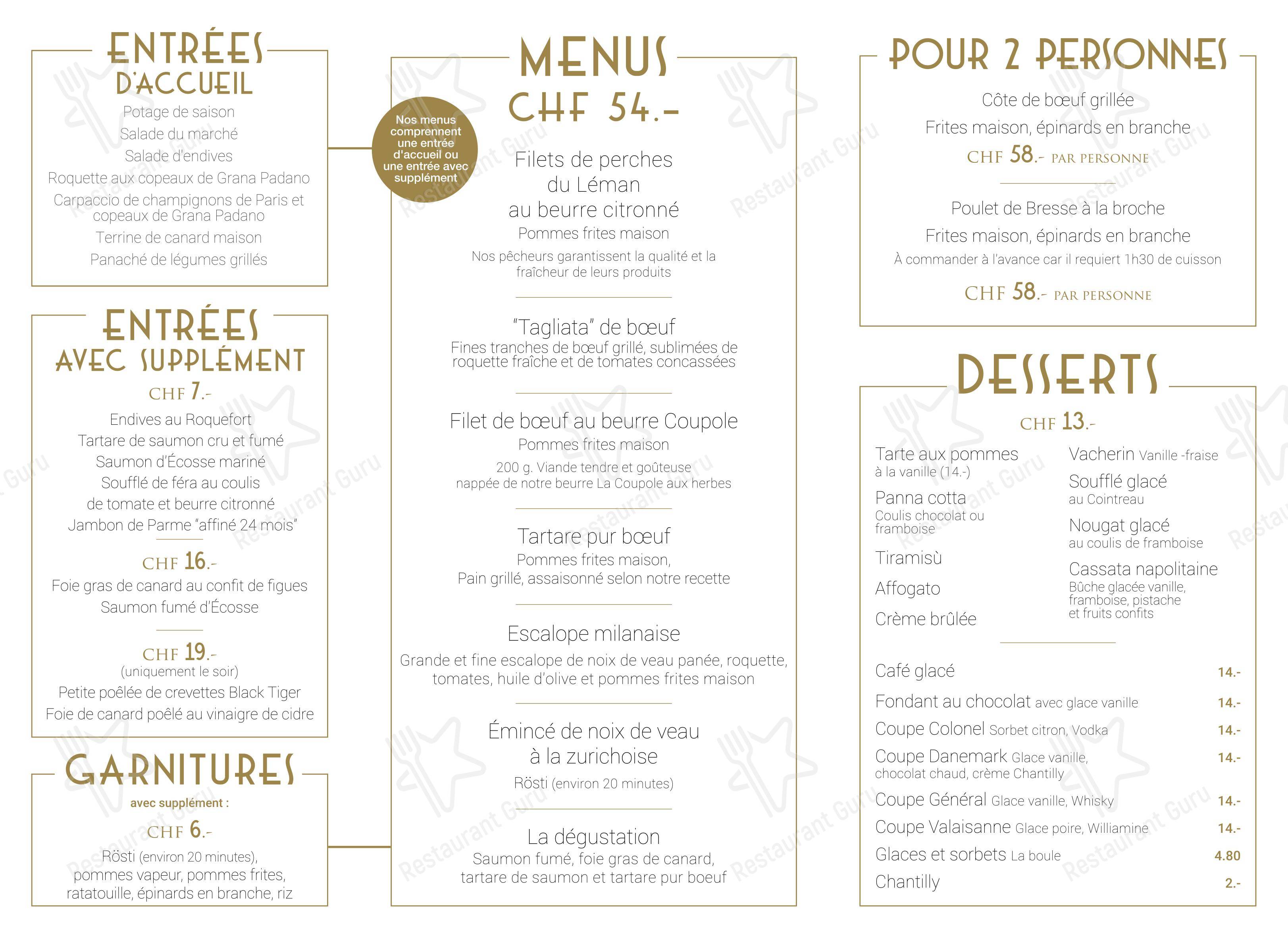 菜单 per La Coupole pub & bar