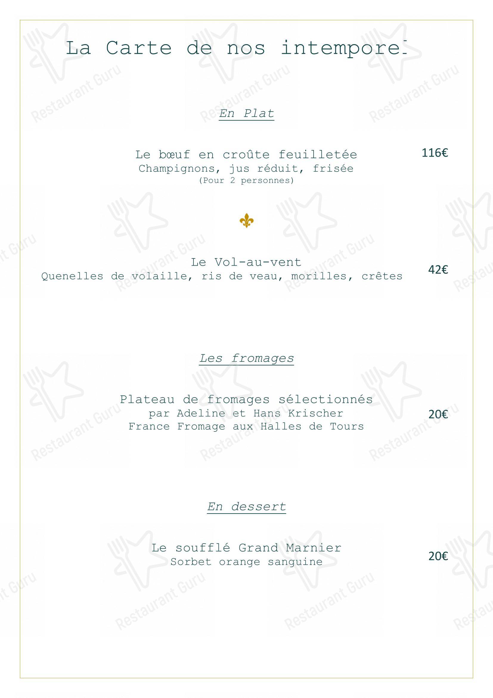Menu pour La Roche Le Roy - Menu
