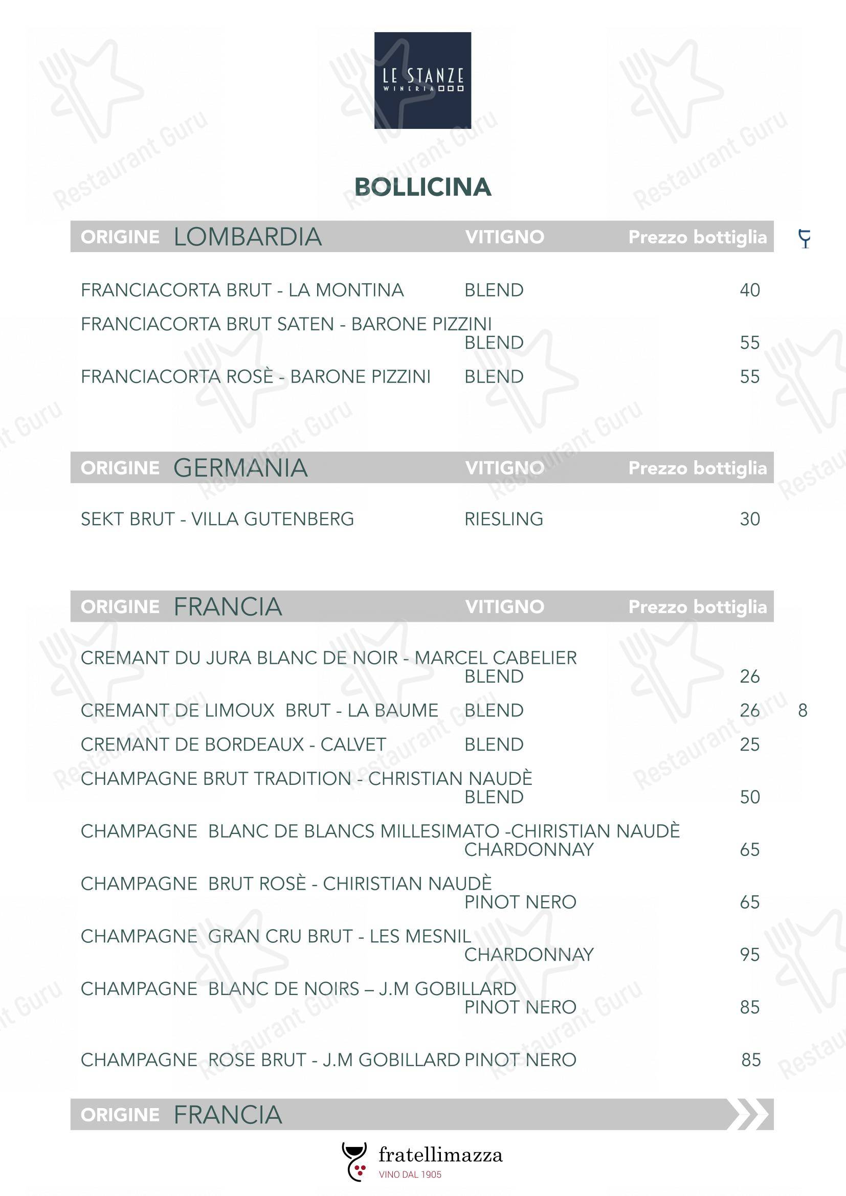 Menu per Le Stanze wineria in Ragusa