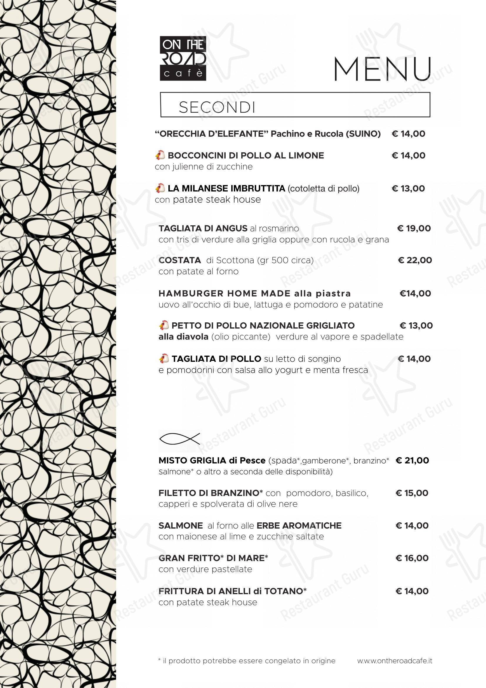 Menu pour On The Road Cafe - Menu