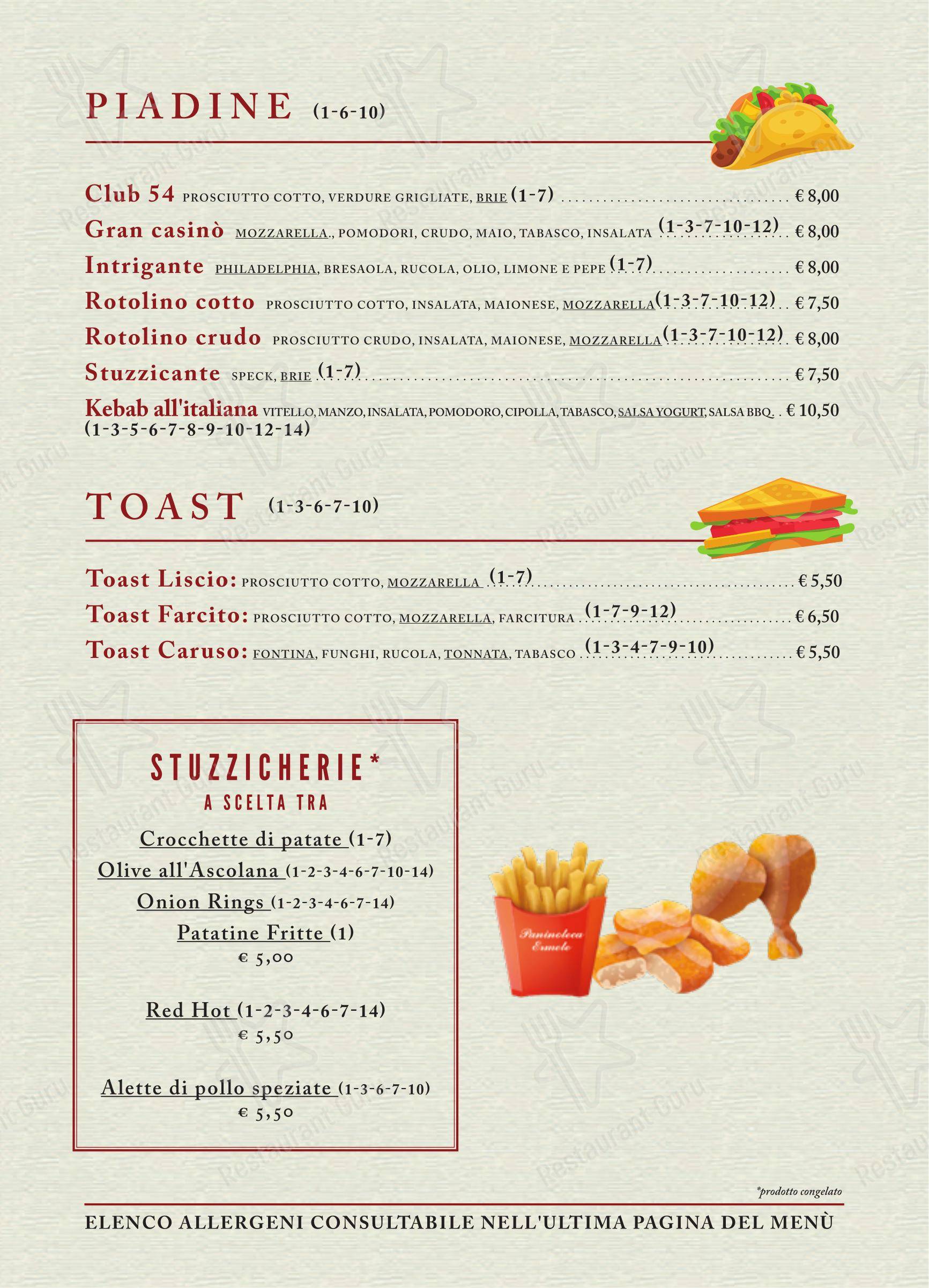 Menu per Paninoteca Ermete di Greco caffè s.r.l. caffè bar