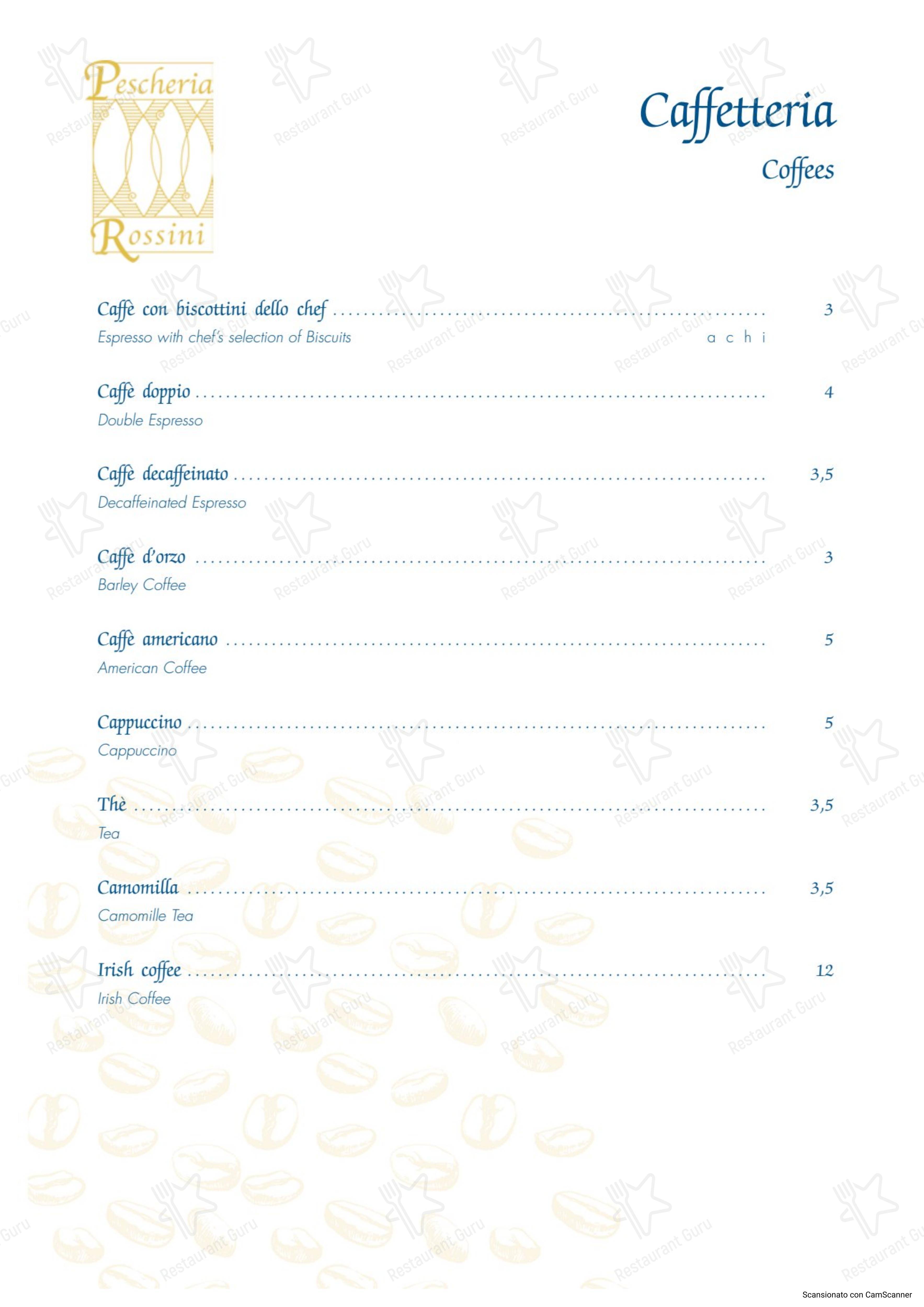 Menu pour Pescheria Rossini dans Rome