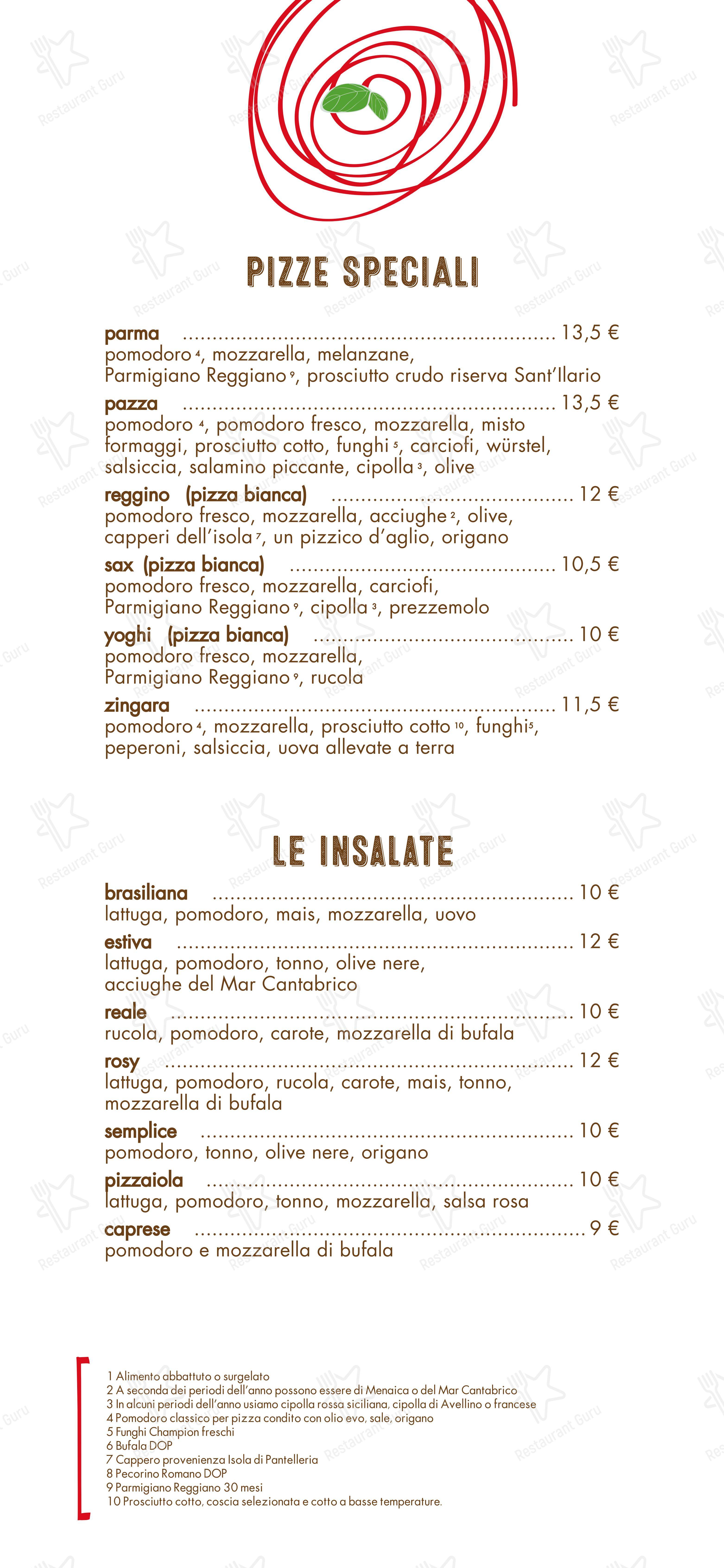 Menu per Pizzeria All'incrocio in Treviso